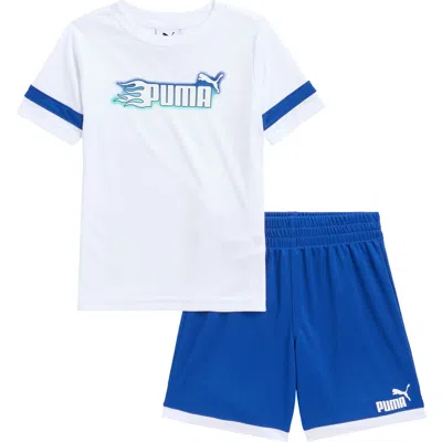 Puma Kids'  Graphic T-shirt & Shorts Set In White Traditional