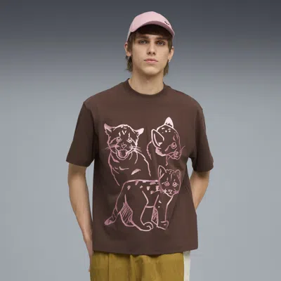 Puma Graphic T-shirt Men In Brown