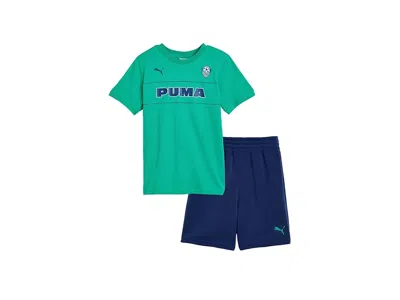 Puma Kids' Graphic T-shirt Fleece Short Set (toddler) Boy's Sets Vibrant Green : 3t Toddler, Cotton/polyester In Multi
