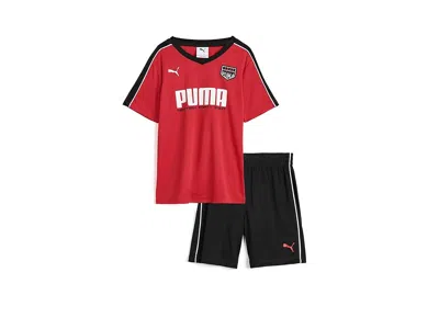 Puma Graphic T-shirt Interlock Short Set (little Kid/big Kid) Boy's Sets All Time Red: 6 Little Kids