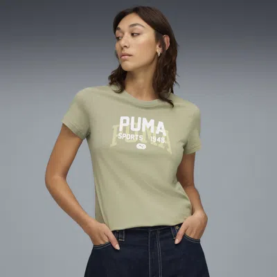 Puma Graphic Varsity T-shirt Women In Green