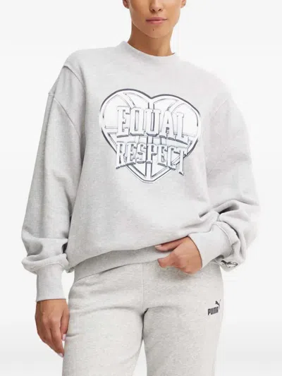 Puma Graphic-print Drop-shoulder Sweatshirt In Grau