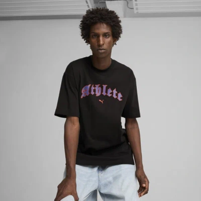 Puma Graphics "athlete" T-shirt Men In Black