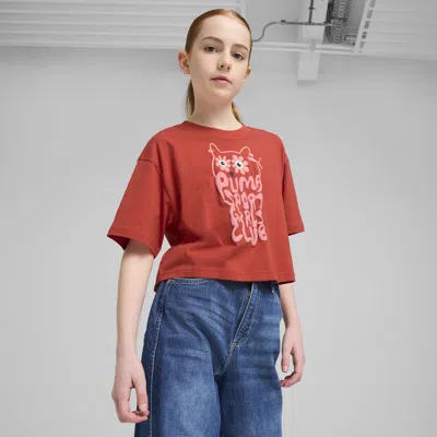 Puma Kids' Graphics Short Length T-shirt Ii In Red