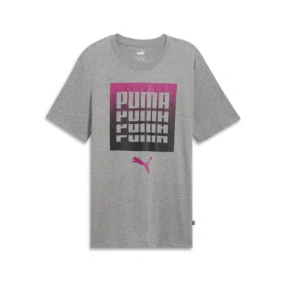 Puma Graphics Dissolve Men's T-shirt In Medium Gray Heather