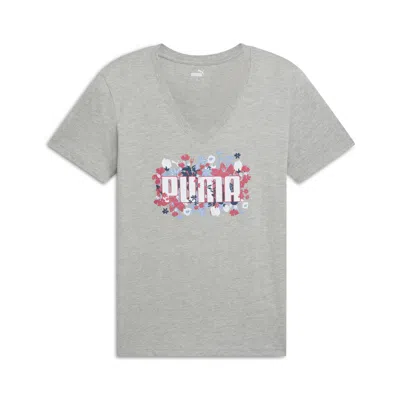 Puma Graphics Floral Women's T-shirt In Gray