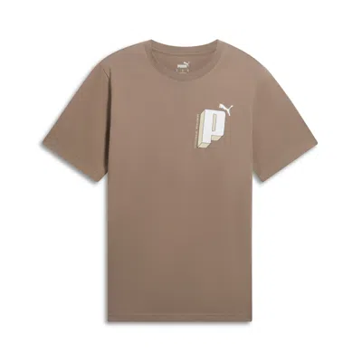 Puma Graphics Letter T-shirt In Brown