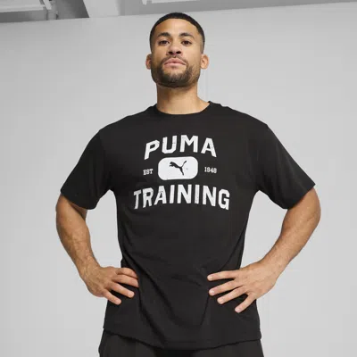 Puma Graphics Logo Relaxed Training T-shirt Men In Black