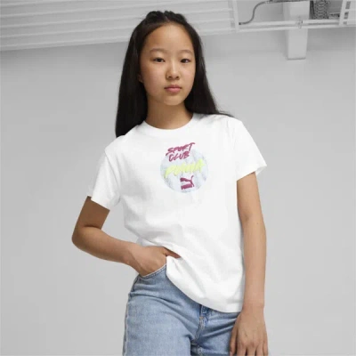 Puma Graphics Sportsclub Big Kids' T-shirt In White
