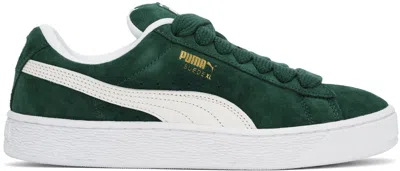 Puma Green & White Suede Xl Trainers In Dark Myrtle-warm Whi