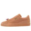Puma (gs)  Suede Jewel Low Top Running Shoes Apricot/pink In Brown