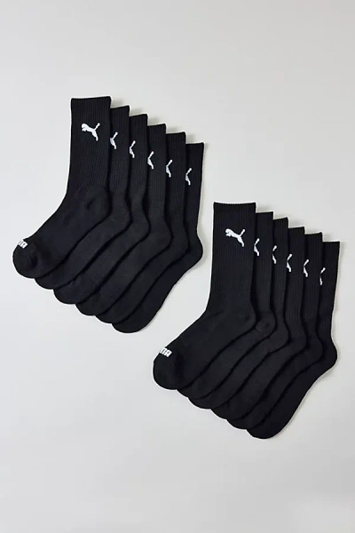 Puma Half-terry Crew Socks 6-pack In Black, Men's At Urban Outfitters