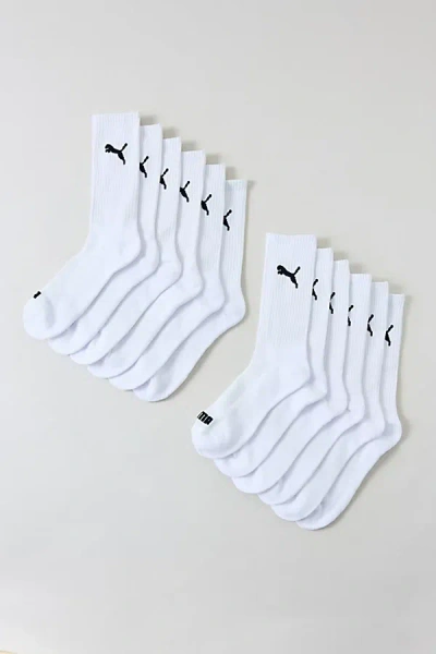 Puma Half-terry Crew Socks 6-pack In White, Men's At Urban Outfitters