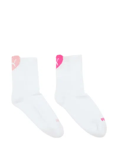 Puma Heart Logo Socks (set Of Two) In White