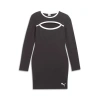 Puma Her Long Sleeve Trim Women's Dress In Black