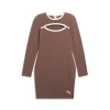 Puma Her Long Sleeve Trim Women's Dress In Espresso Brown