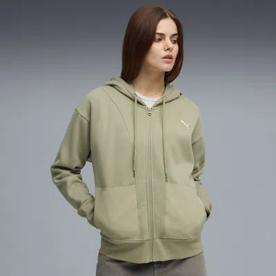 Puma Her Relaxed Full-zip Hoodie Women In Green