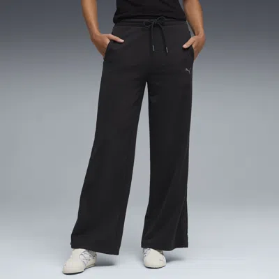 Puma Her Women's High Waist, Wide Leg Pants In Black