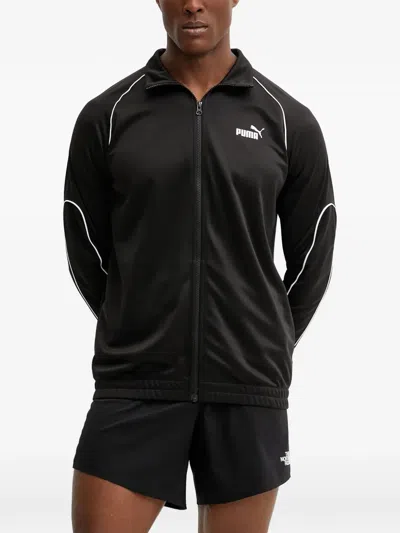Puma Heritage Piped Logo-print Sweater In Black