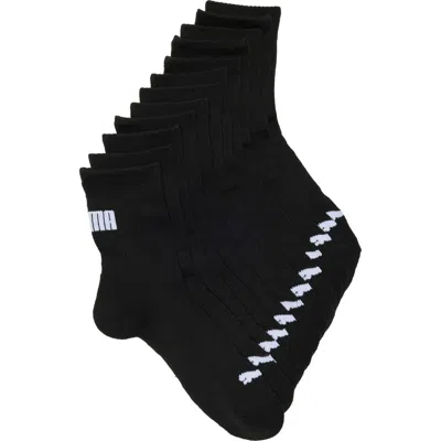 Puma High-cut 6-pack Quarter Training Socks In Black