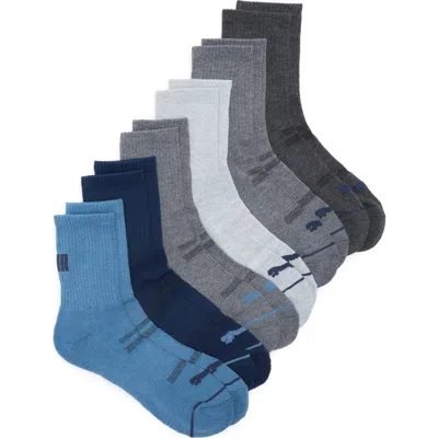 Puma High-cut 6-pack Quarter Training Socks In White/blue