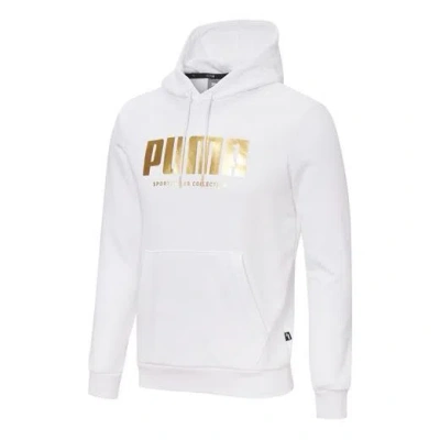 Puma Holiday Bronzing Printing Sports Pullover White In Gold