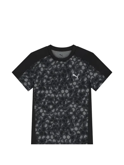 Puma Kids' Honeycomb-print T-shirt In Black