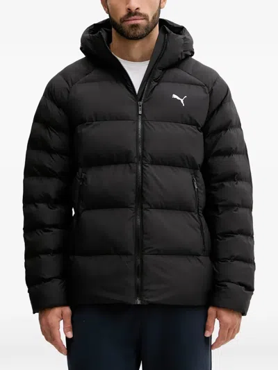 Puma Hooded Logo Jacket In Black