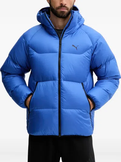 Puma Hooded-logo Jacket In Blue