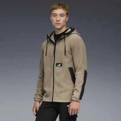 Puma Hooded Polar Fleece Jacket Men In Brown