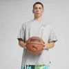 Puma Hoop Dreamz Oversized T-shirt V Unisex In Gray