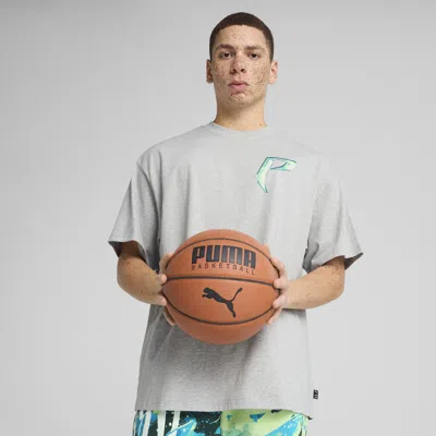 Puma Hoop Dreamz Oversized T-shirt V Unisex In Gray