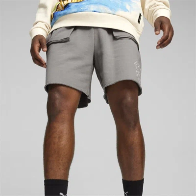 Puma Showtime  Hoops Men's Basketball Terry Shorts In Stormy Slate