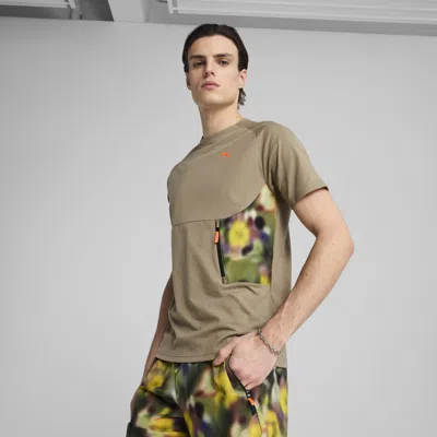 Puma Hoops X Tech Graphic T-shirt Men In Brown