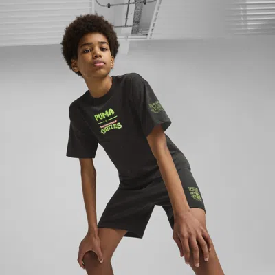 Puma Hoops X Tmnt Big Kids' Relaxed All-over Print T-shirt In Black