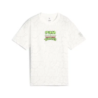 Puma Hoops X Tmnt Big Kids' Relaxed All-over Print T-shirt In White