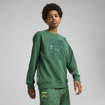 Puma X Tmnt Big Kids' Relaxed Graphic Crew Sweatshirt In Green