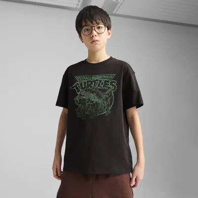 Puma Hoops X Tmnt Big Kids' Relaxed Graphic T-shirt In Black