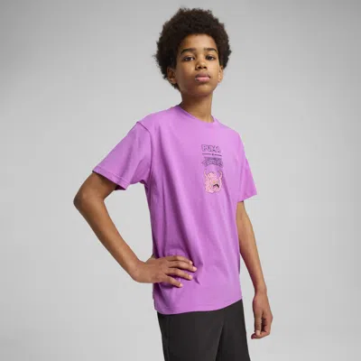 Puma Hoops X Tmnt Big Kids' Relaxed Graphic T-shirt In Purple