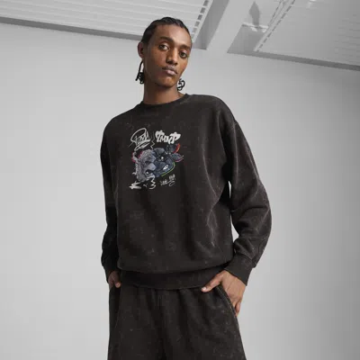 Puma X Tmnt Men's Relaxed Crew Sweatshirt In Black