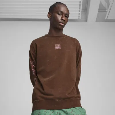Puma X Tmnt Men's Relaxed Crew Sweatshirt In Brown