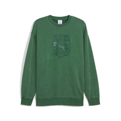 Puma X Tmnt Men's Relaxed Crew Sweatshirt In Green