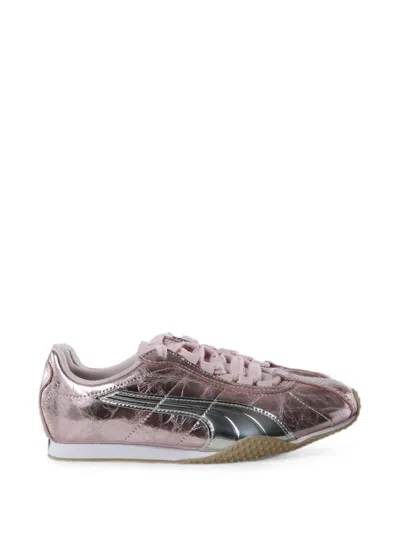 Puma H-street Luster Cracked-effect Sneakers In Pink