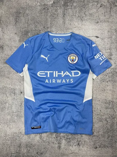 Pre-owned Puma Hype Manchester City Y2k Home Jersey Big Logo Tee In Blue