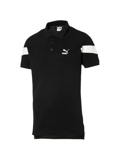 Puma Iconic Mcs Stripes To Sleeves Polo Shirt In Black