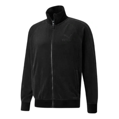 Puma Iconic T7 Embroidered Logo Retro Sports Suede Stand Collar Jacket Black