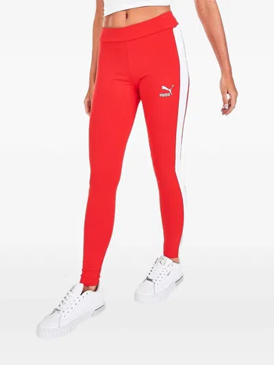 Puma Iconic T7 Logo Leggings In Red