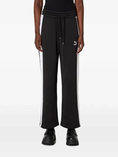 Puma Iconic T7 Logo-embroidered Side-stripe Track Pants In Black