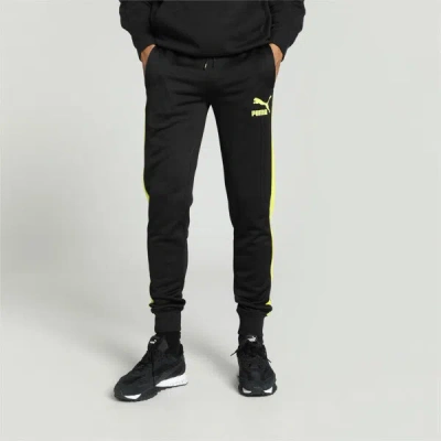 Puma Iconic T7 Men's Track Pants In Black-lime Sheen