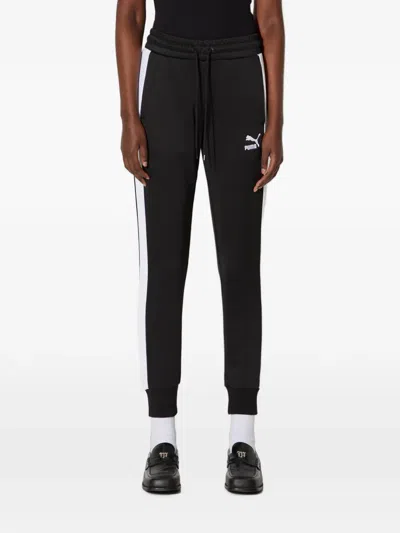 Puma Iconic T7 Side-stripe Track Pants In Black